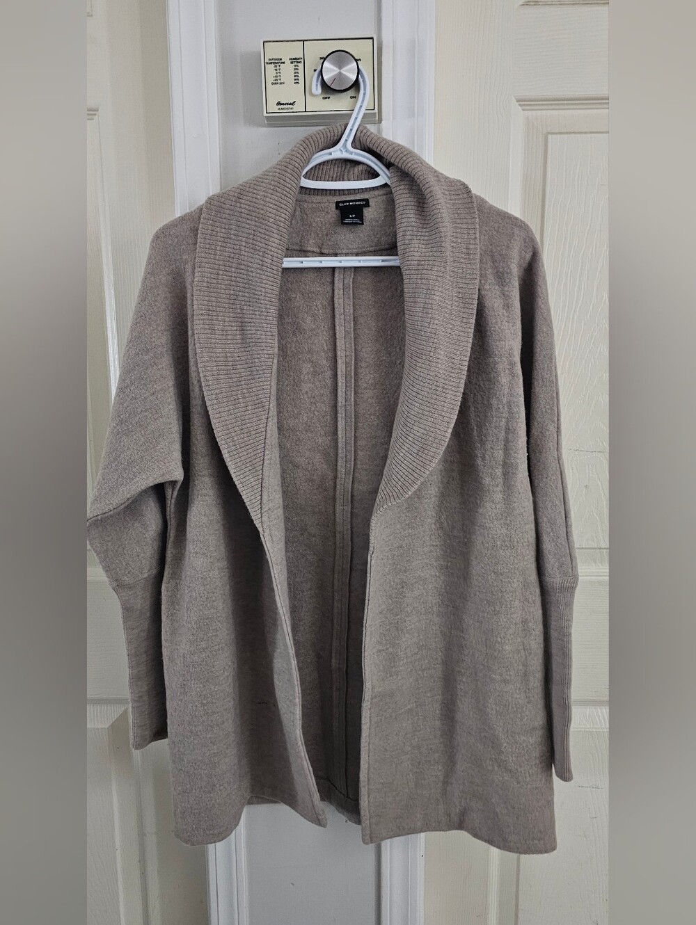 Club Monaco Open-Front Shawl Collar Cardigan — Taupe